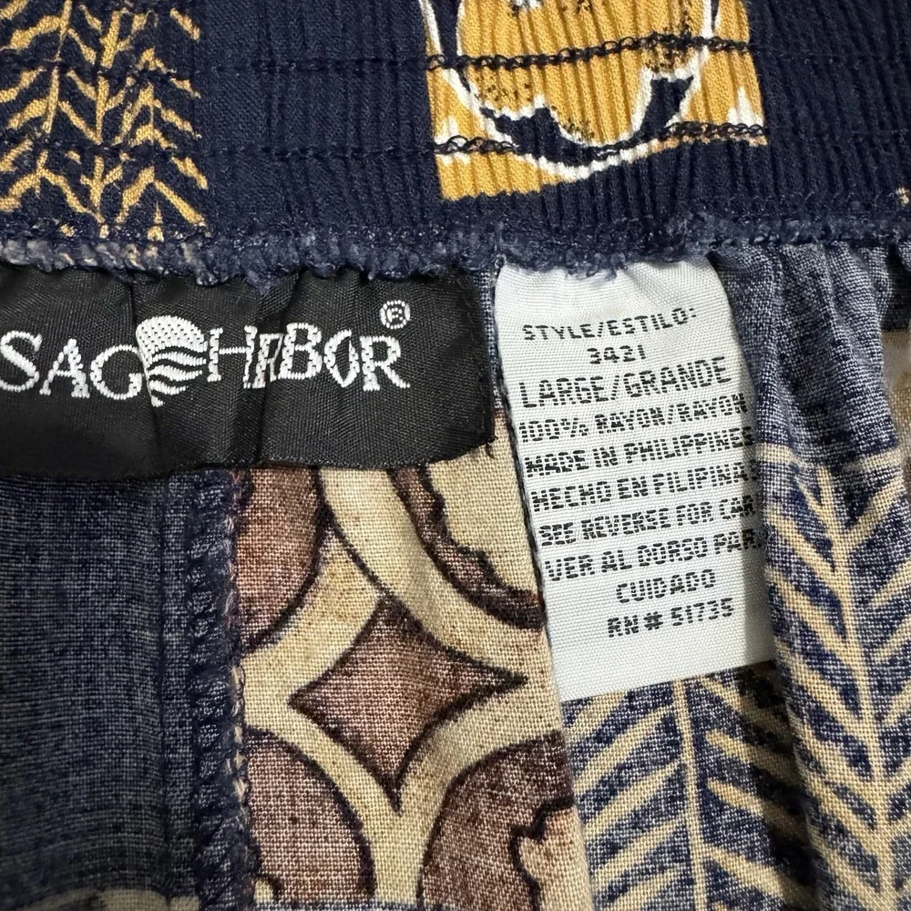 Sag Harbor 1/2 Elastic Waist Boho Midi Skirt Geometric Print Peasant Indie Large